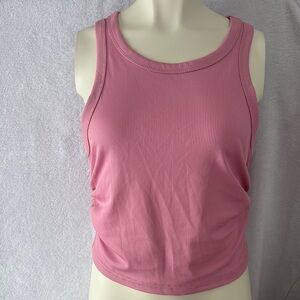 Pink Ribbed Tank Top‎ Sleeveless Casual Basic Top